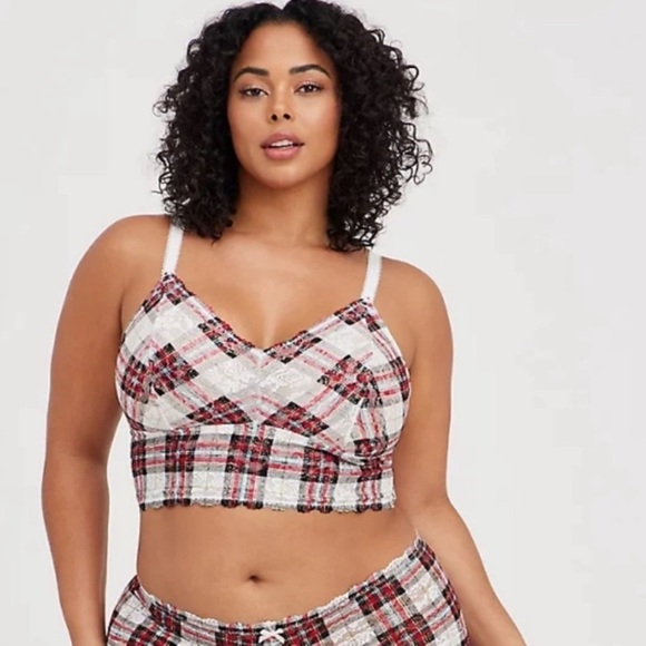 NWT Torrid Lace Longline Plaid Adjustable Braeltte - Picture 1 of 9